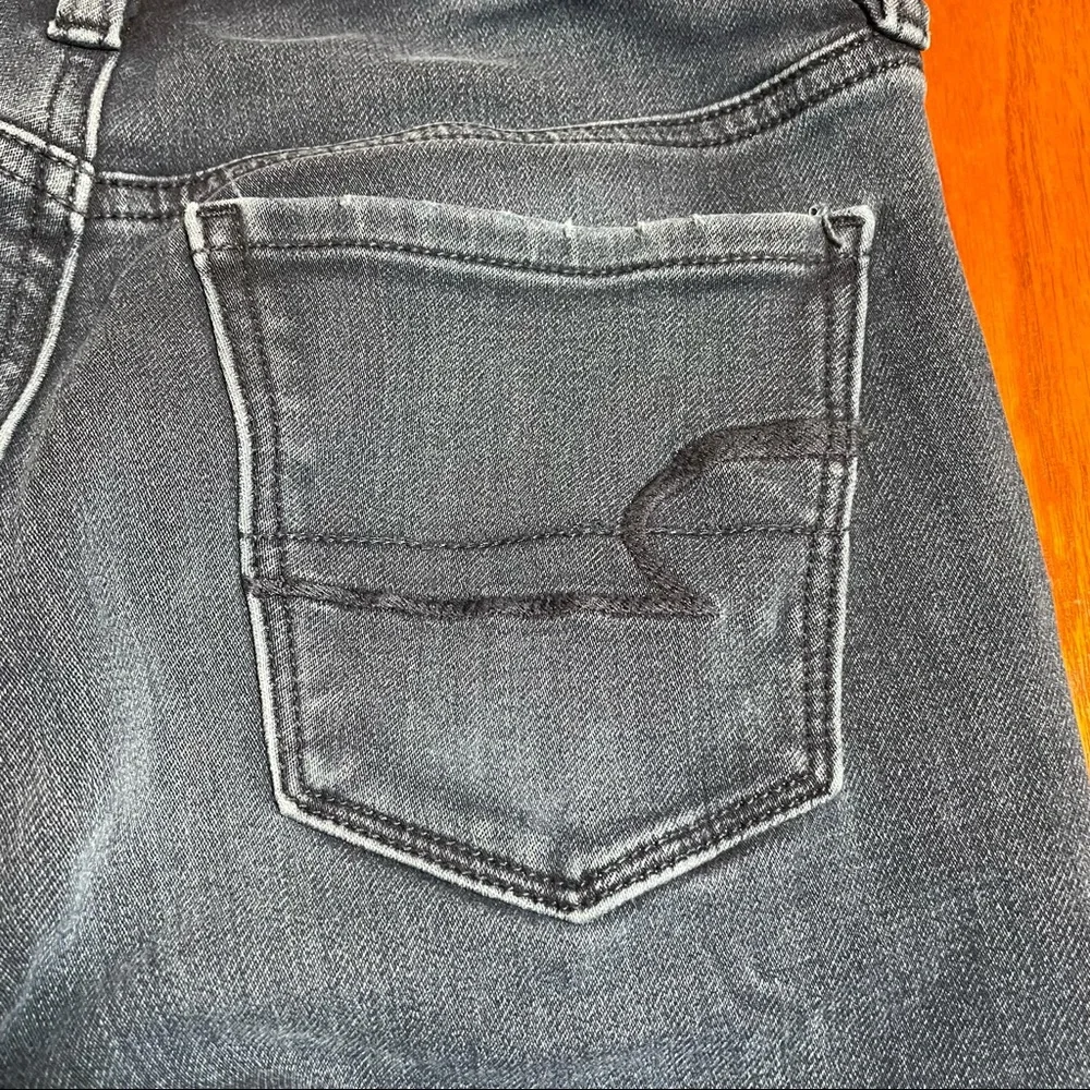 American Eagle distressed hi rise skinny jeggings with raw hem